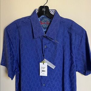 Robert Graham Short-Sleeve Paisley Button-Down in Royal Blue
